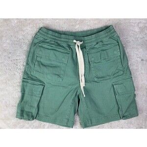 Standard Cloth Size S Mens Denim Cargo Shorts Green Elastic Drawstring Waist